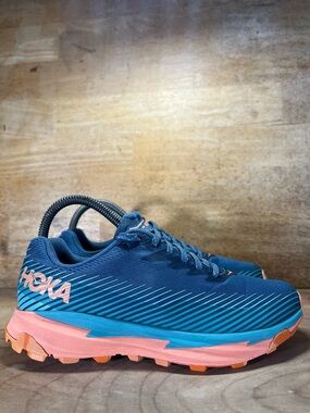 Hoka One One Torrent 2 Womens Size 6.5 Trail Running Shoes Real Teal Cantaloupe